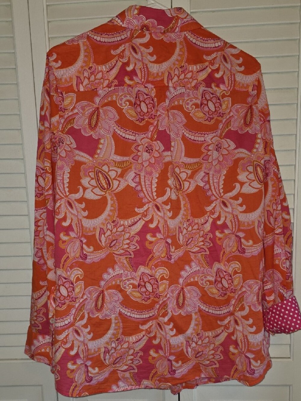 Talbots Orange and Pink Paisley Button-Front Shirt - Picture 4 of 5